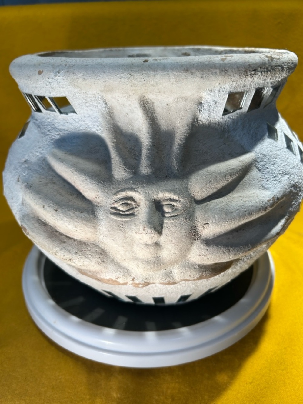 Terracotta HandCrafted Falk Art Large Planter Sun Face-Mirroring Jalisco Mexico